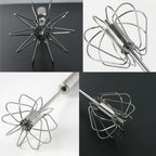 Stainless steel push & rotate egg whisk