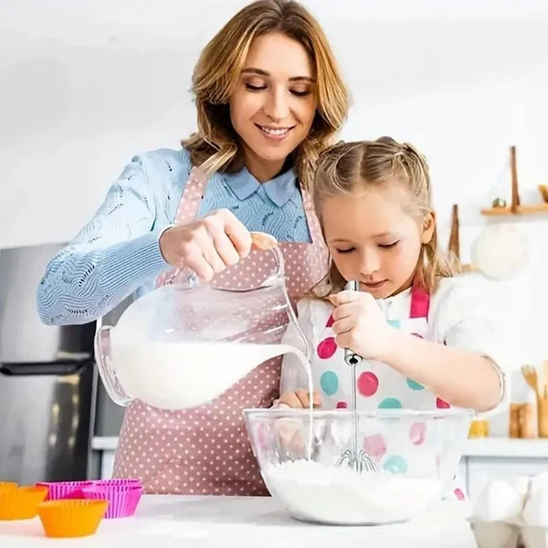 Stainless steel push & rotate egg whisk