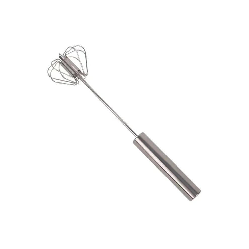 Stainless steel push & rotate egg whisk