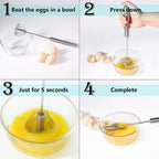 Stainless steel push & rotate egg whisk
