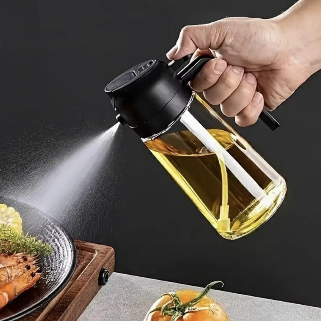 2-in-1 Oil Sprayer & Dispenser for Kitchen, 500ml, Black